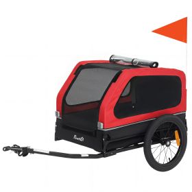 Dog Bike Trailer for Small & Medium Dogs, Universal Bicycle Coupler, Flip-Down Ramp Tailgate, Red