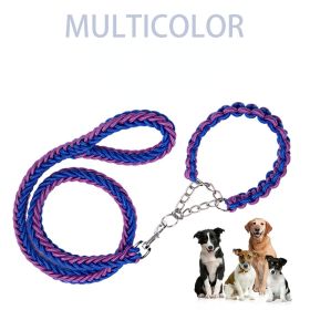 Eight-strand nylon braided dog collar leash dog chain impact blasting chain pet leash (colour: Black, Specification (L * W): L)