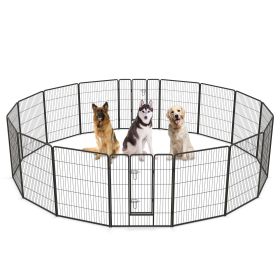 16 Panel 24/32/40 Inches Height Dog Playpen with Lock and Large Door (size: 40 inches)